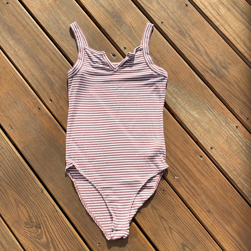 American Eagle Ribbed Striped Bodysuit Small
